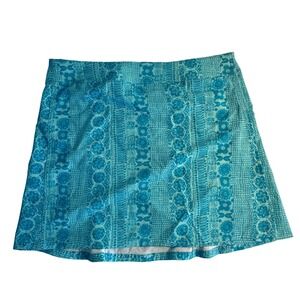 Rip Skirt Hawaii Wrap Skirt Size M Aqua Blue Floral Summer Beach Travel Cover Up